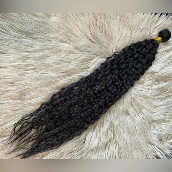 Kinky Curly Hair Natural Black weft extension synthetic  28” - Picture 1 of 5